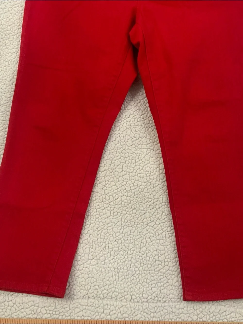 Lauren Ralph Lauren Straight Leg Red Denim Jeans Size 14 Logo Leather Patch